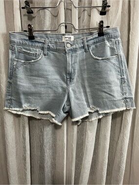 Kensie Light Blue Frayed Hem Denim Shorts